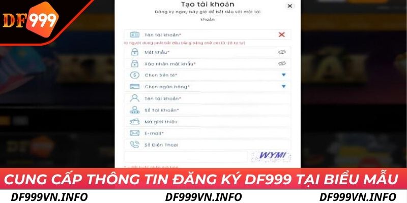 Cung cấp thông tin đăng ký DF999 tại biểu mẫu